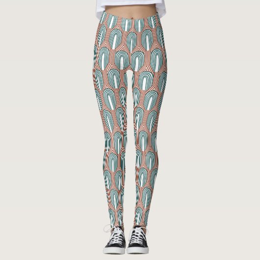 Blauwgroen en Koper Leggings (Voorkant)
