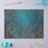 Blauwgroen en Koper Patina Kalligrafie Tissuepapier (Craft)