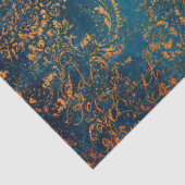 Blauwgroen en Koper Patina Kalligrafie Tissuepapier (Detail)