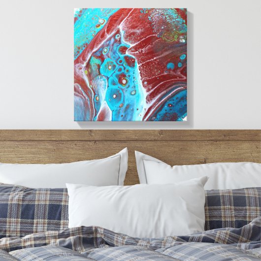 Blauwgroen en koperacryl Abstract Canvas Afdruk (Insitu (Slaapkamer))