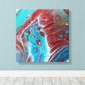 Blauwgroen en koperacryl Abstract Canvas Afdruk (Insitu (Houten vloer))