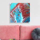 Blauwgroen en koperacryl Abstract Canvas Afdruk (Insitu (Woonkamer))
