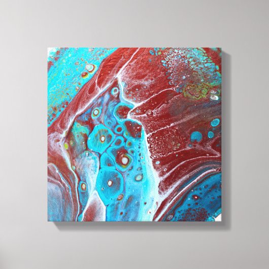 Blauwgroen en koperacryl Abstract Canvas Afdruk (Voorkant)