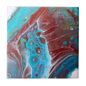 Blauwgroen en koperacryl Abstract Tegeltje (Voorkant)