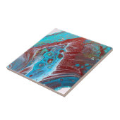Blauwgroen en koperacryl Abstract Tegeltje (Zijkant)