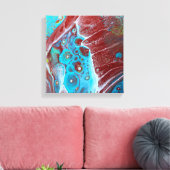 Blauwgroen en koperacrylkleurkunst canvas afdruk (Insitu (Woonkamer))