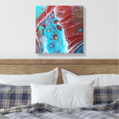 Blauwgroen en koperacrylkleurkunst canvas afdruk (Insitu (Slaapkamer))