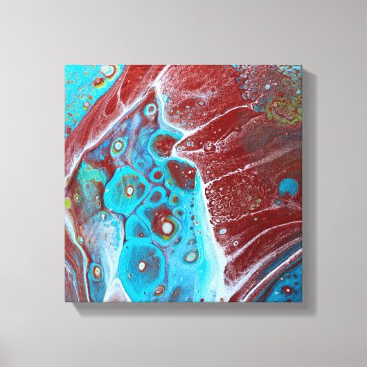 Blauwgroen en koperacrylkleurkunst canvas afdruk (Voorkant)