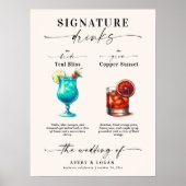 Blauwgroen en koperen bruid & bruidegom Signature  Poster (Voorkant)