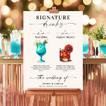 Blauwgroen en koperen bruid & bruidegom Signature  Poster<br><div class="desc">Voeg een vleugje elegantie en personalisatie toe aan uw bruiloft met dit prachtig ontworpen Signature Drinken Wedding Poster. Met twee prachtige waterverf-illustraties toont dit poster de kenmerkende drinken van de bruid en bruidegom: de "Blauwgroen gelukzaligheid" en de "Copper Sunset". Perfect passend bij het blauwgroen en koperthema, zal dit poster een...</div>