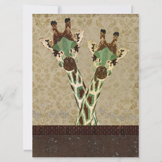 Blauwgroen en koperen Giraffes Weddenschap Kaart (Achterkant)