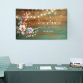 Blauwgroen en koperhout bloemlichten Vrijgezellenf Spandoek (Beurs)