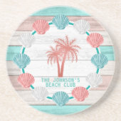 Blauwgroen en koraal hout zandsteen onderzetter (Voorkant)