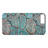 Blauwgroen en koraal Paisley Case-Mate iPhone Case (Achterkant (Horizontaal))