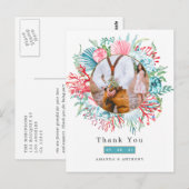 Blauwgroen en Koraal Zomer Strand Bruiloft Briefka Briefkaart (Voorkant / Achterkant)