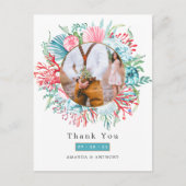 Blauwgroen en Koraal Zomer Strand Bruiloft Briefka Briefkaart (Voorkant)