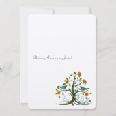 Blauwgroen en koraalliefdesvogels - bruiloft kaart (Achterkant)