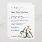 Blauwgroen en koraalliefdesvogels - bruiloft kaart (Voorkant / Achterkant)