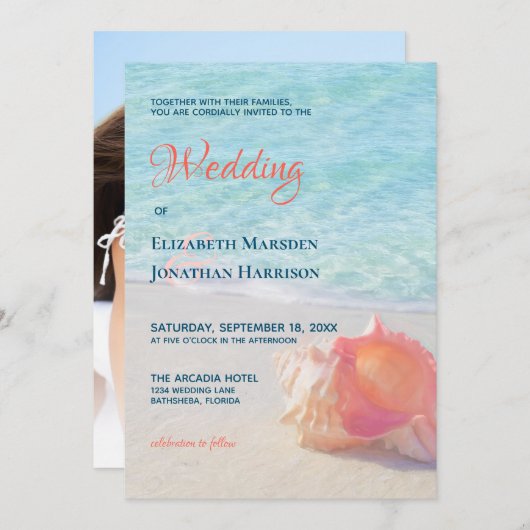 Blauwgroen en koraalverbinding Shell Destination W Kaart (Voorkant / Achterkant)