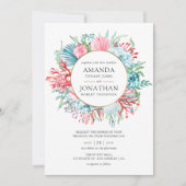 Blauwgroen en koraalzomervakantie kaart (Voorkant)