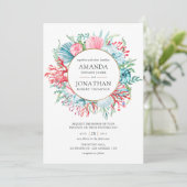 Blauwgroen en koraalzomervakantie kaart (Staand voorkant)