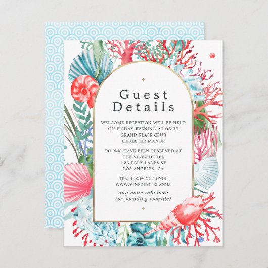 Blauwgroen en Koraalzomerwedstrijd - Details Informatiekaartje (Voorkant / Achterkant)