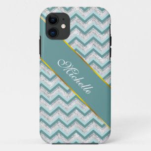 Blauwgroen en kristal zigzagpatroon iPhone 11 hoesje