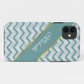Blauwgroen en kristal zigzagpatroon Case-Mate iPhone case (Achterkant (horizontaal))