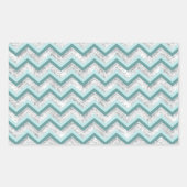 Blauwgroen en kristal zigzagpatroon rechthoekige sticker (Voorkant)