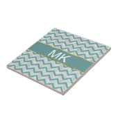 Blauwgroen en kristal zigzagpatroon tegeltje (Zijkant)