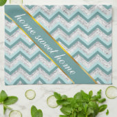 Blauwgroen en kristal zigzagpatroon theedoek (Gevouwen)