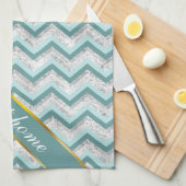 Blauwgroen en kristal zigzagpatroon theedoek (Quarter Fold)