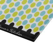 Blauwgroen en langgroene poolpunten op maat snijplank (Hoek)