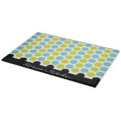 Blauwgroen en langgroene poolpunten op maat snijplank (Hoek)