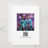 Blauwgroen en Lavendel Bloemen Trouwfoto Kaart (Achterkant)