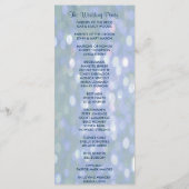 Blauwgroen en lavendel bokeh huwelijksprogramma programmakaart (Achterkant)