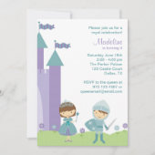 Blauwgroen en Lavender Princess and Knight Invitat Kaart (Voorkant)