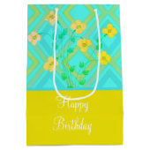 Blauwgroen en Lemon Limoen Birthday Gift Canvas ta Medium Cadeauzakje (Achterkant)