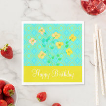 Blauwgroen en Lemon Limoen Birthday Napkins