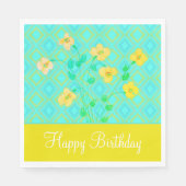 Blauwgroen en Lemon Limoen Birthday Napkins Servet (Voorkant)