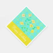 Blauwgroen en Lemon Limoen Birthday Napkins Servet (Hoek)