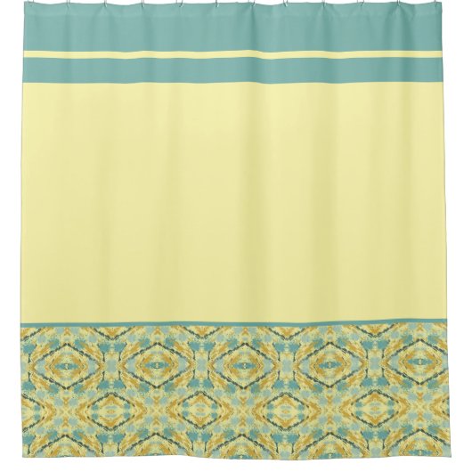 Blauwgroen en Lemon Pattern Douchegordijn (Voorkant)