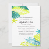 Blauwgroen en Lemon Tropical Bachelorette Party no Kaart (Voorkant)