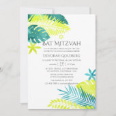 Blauwgroen en Lemon Tropical Bat Mitzvah Kaart (Voorkant)