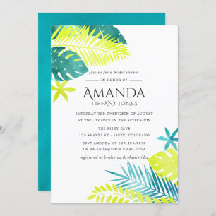 Blauwgroen en Lemon Tropical Bridal Shower Invitat Kaart