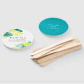 Blauwgroen en Lemon Tropical Wedding Favor Handwaaier (Niet-gemonteerd)