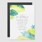 Blauwgroen en Lemon Tropical Wedding Magnetische Uitnodiging (Voorkant / Achterkant)