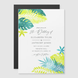 Blauwgroen en Lemon Tropical Wedding Magnetische Uitnodiging