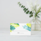 Blauwgroen en Lemon Tropical Wedding Plaatskaartje (Staand voorkant)