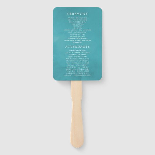 Blauwgroen en Lemon Tropical Wedding Programme Handwaaier (Achterkant)